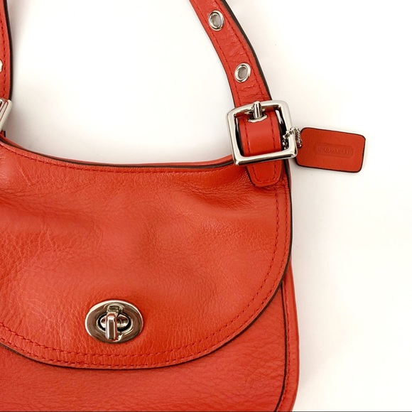 COACH Leather Crossbody Purse Mini Saddle Bag Red - Picture 2 of 8